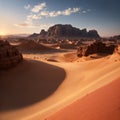 Wadi Rum desert with red sand in Jordan made with Generative AI
