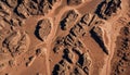 The Wadi Rum desert seen from above