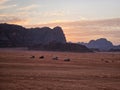 Wadi Rum desert during sunset time, Jordan