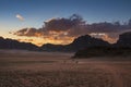 Wadi Rum desert sunset view Royalty Free Stock Photo