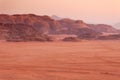 Wadi Rum Desert, Jordan mountains dawn landscape Royalty Free Stock Photo