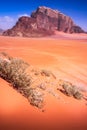 Wadi Rum, Jordan - Valley of the Moon desert landscape, blue sky