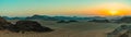 Wadi Rum Sunset Panorama Royalty Free Stock Photo
