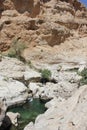 Wadi Shab in Oman. A Water Paradise in the desert Royalty Free Stock Photo