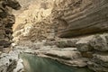 Wadi Shab, one of the most famous as well as beautifull wadi (valleys) in the arab sultanate Oman Royalty Free Stock Photo