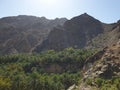 Shees valley in mountains area, wadi shees in uae