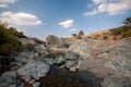 Wadi water stream and date palms, Rustaq, Oman