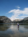 Wading in Tenaya lake