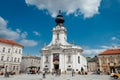 Wadowice / Poland - July 7.2018: Basilica of the Holy Mary in the main square Wadowice,