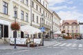 WADOWICE, POLAND - SEPTEMBER 14, 2019: Ancient tenements in city centre of John Paul II home town city