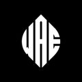 WAE circle letter logo design with circle and ellipse shape. WAE ellipse letters with typographic style. The three initials form a Royalty Free Stock Photo