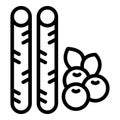 Wafer blueberry icon outline vector. Crispy wafer rolls