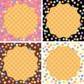 Wafer and cream with sprinkles, vector