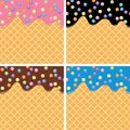 Wafer and cream with sprinkles, vector