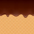 Wafer and flowing chocolate - vector background. Royalty Free Stock Photo