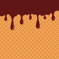 Wafer and flowing chocolate. Vector background. Sweet texture. Soft icing. Vector Illustration Royalty Free Stock Photo