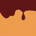 Wafer and flowing chocolate. Vector background. Sweet texture. Soft icing. Royalty Free Stock Photo