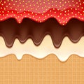 Wafer and flowing sweet fillings - vector Royalty Free Stock Photo