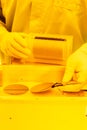 Wafer handling in a Yellow Room Royalty Free Stock Photo