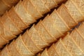 Wafer ice cream cone cornet cups close up