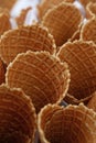 Wafer ice cream cone cornet cups close up