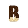 Wafer letter B with current chocolate icing