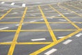 `Wafer` road marking on intersection at town. Royalty Free Stock Photo