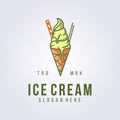 wafer roll ice cream logo vector illustration design, outline design