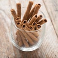 Wafer roll sticks cream rolls in a cup. Royalty Free Stock Photo