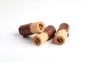 Wafer rolls with chocolate Royalty Free Stock Photo