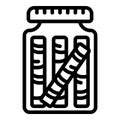 Wafer rolls jar icon outline vector. Sugary candy food