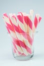 Wafer rolls strawberry pink striped
