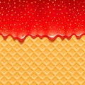 Wafer and strawberry jam - vector background.