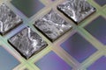 Pieces of polycrystalline silicon integrated on a polysilicon substrate with microchips