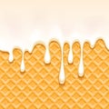 Wafer and vanilla cream - vector background.