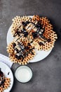 Wafers with chocolate, banana and berries Royalty Free Stock Photo