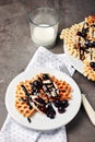 Wafers with chocolate, banana and berries Royalty Free Stock Photo