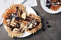 Wafers with chocolate, banana and berries Royalty Free Stock Photo
