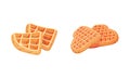 Waffle as Sweet Dish from Leavened Batter or Dough Vector Set