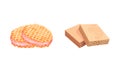 Waffle as Sweet Dish from Leavened Batter or Dough Vector Set