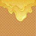 Waffle background with honey Royalty Free Stock Photo
