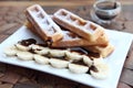 Waffle with banana