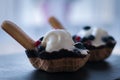 Waffle basket with ice cream Royalty Free Stock Photo