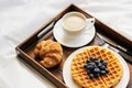 Waffle Breakfast with blueberry and coffee Royalty Free Stock Photo