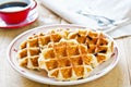 Waffle by Caramel sauce and coffee