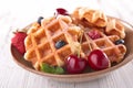 Waffle and cherry fruit Royalty Free Stock Photo