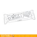 Waffle chocolate bar. Editable vector graphic in linear style