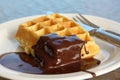 Waffle with chocolate cream