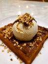 Waffle chocolate and nutela ice cream Royalty Free Stock Photo