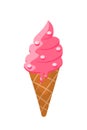 Waffle cone ice cream flat vector illustration Royalty Free Stock Photo